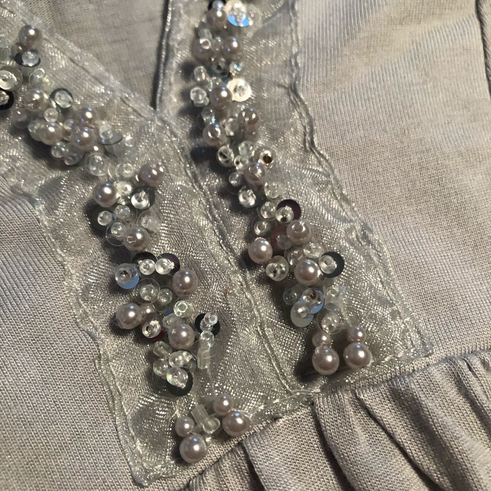 Light Blue/Grey Beaded Party Top